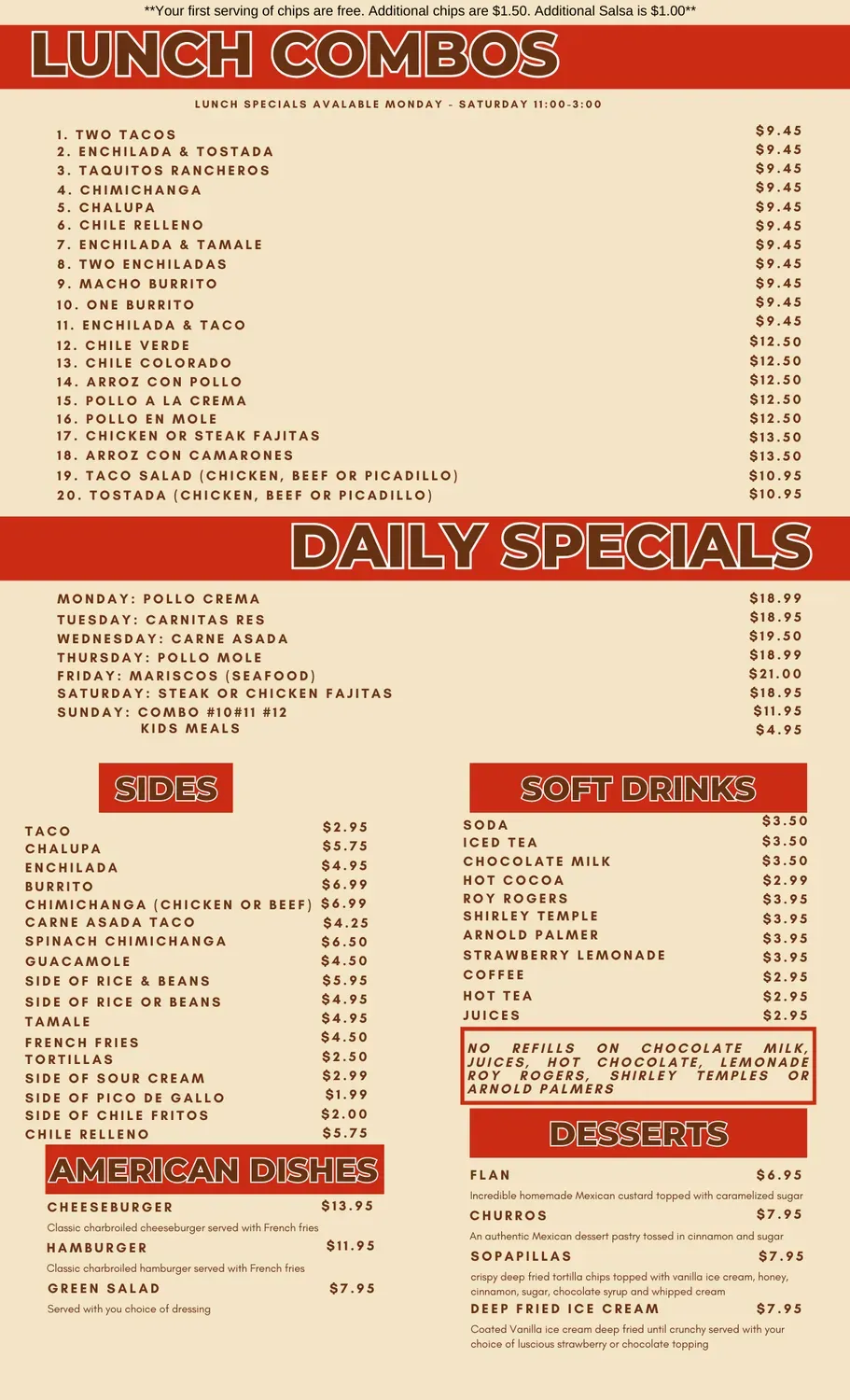 Chimis Mexican Restaurant Menu - Updated November 2025