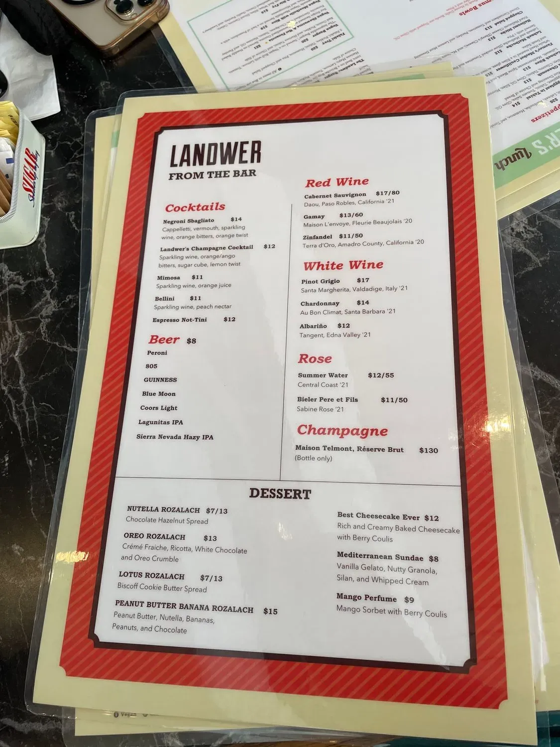Cafe Landwer Menu - Updated November 2025