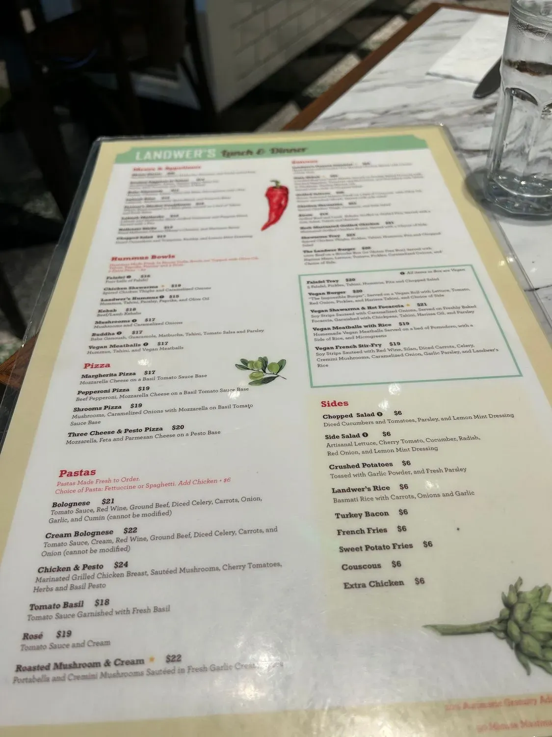Cafe Landwer Menu - Updated November 2025