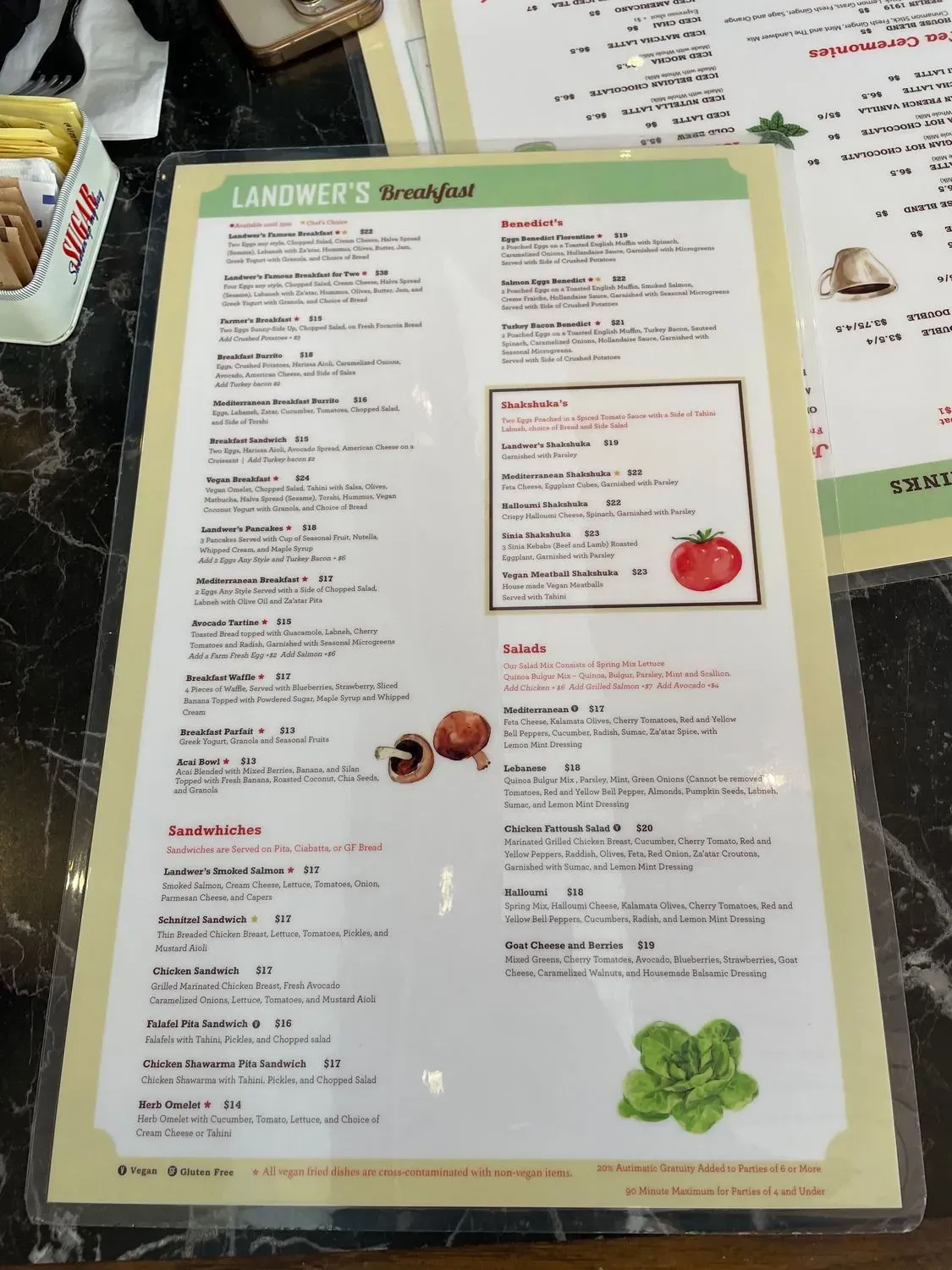 Cafe Landwer Menu - Updated November 2025