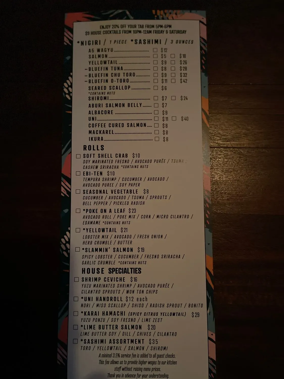 Menu 5