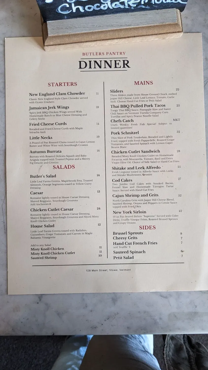 Butler's Pantry Breakfast and Dinner Menu - Updated November 2025