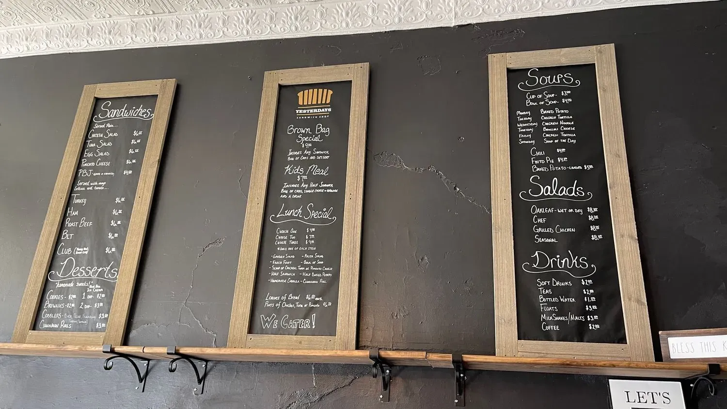 Yesterdays Sandwich Shop Menu - Updated November 2025