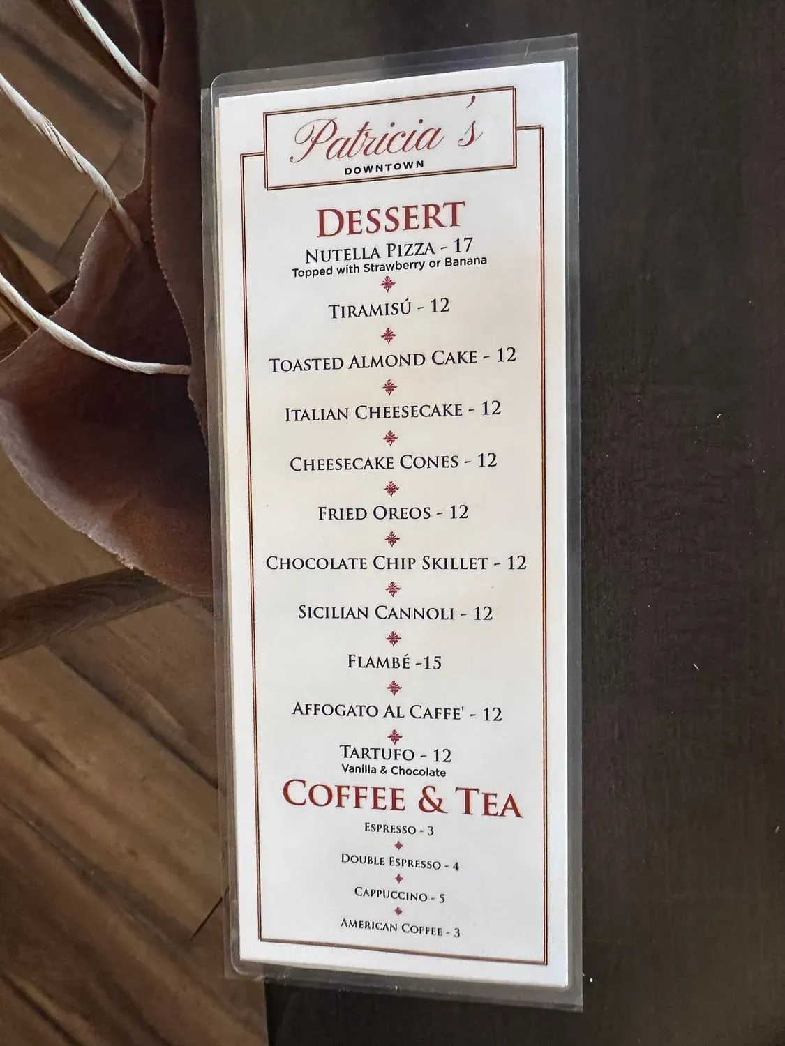 Patricia's Downtown Menu | Beachwood, NJ | Checkle