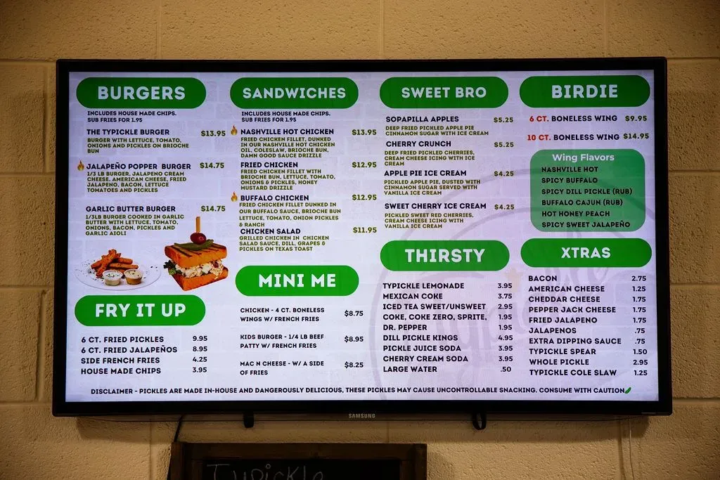 Typickle Pickles LLC Menu - Updated November 2025