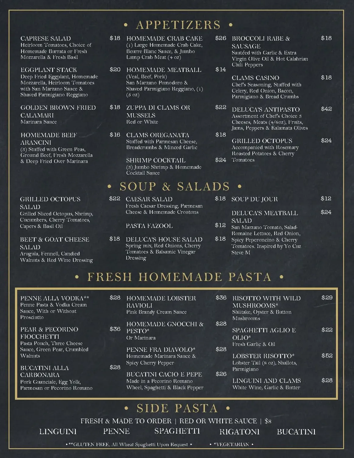 DeLuca's Chophouse Menu - Updated October 2025