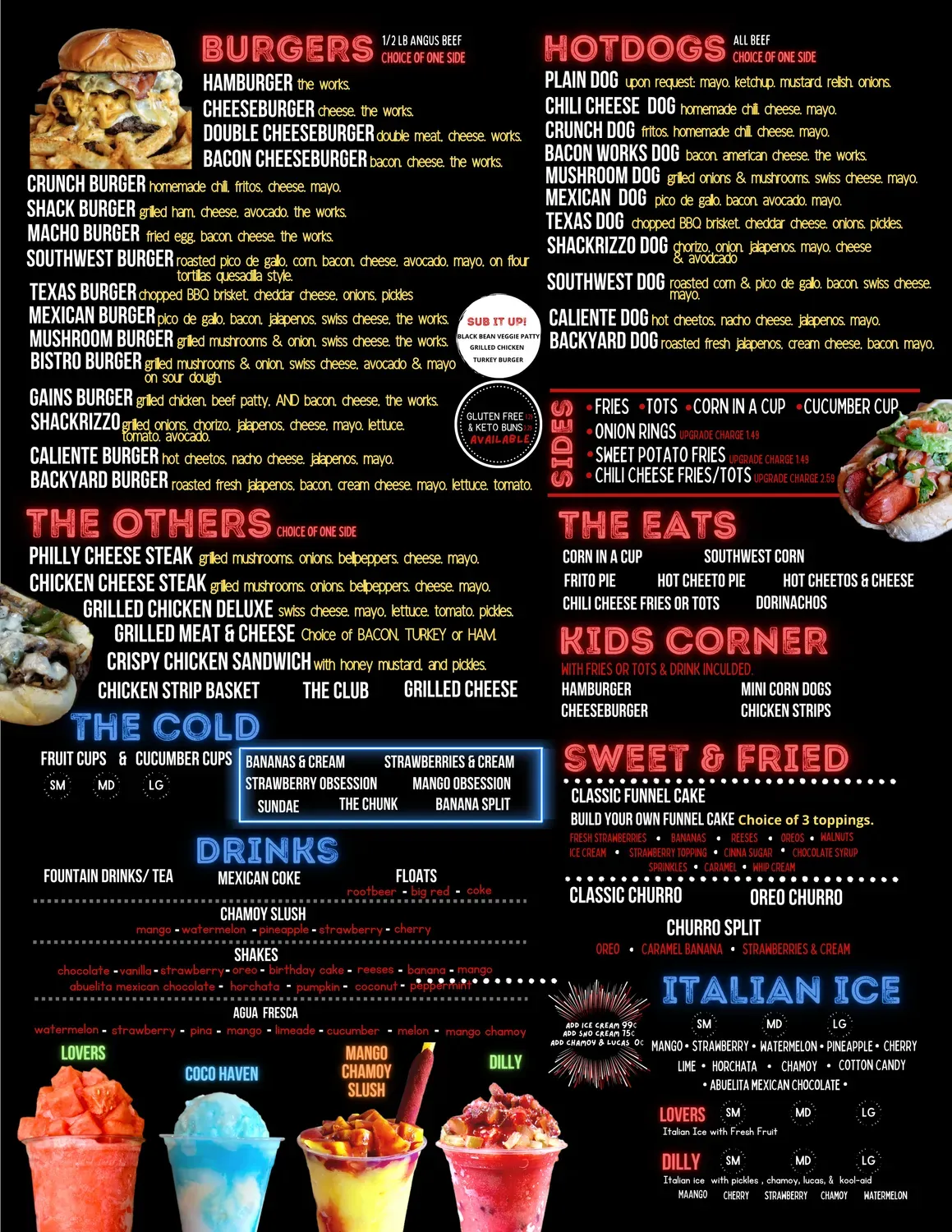 The Shack Menu - Updated November 2025