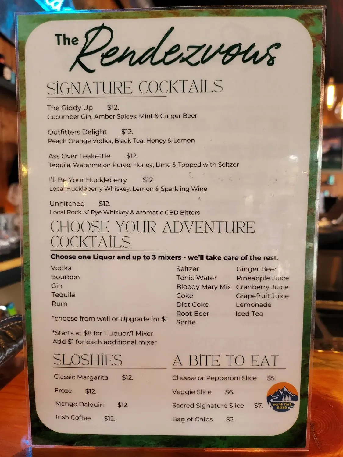 The Rendezvous Menu - Updated November 2025