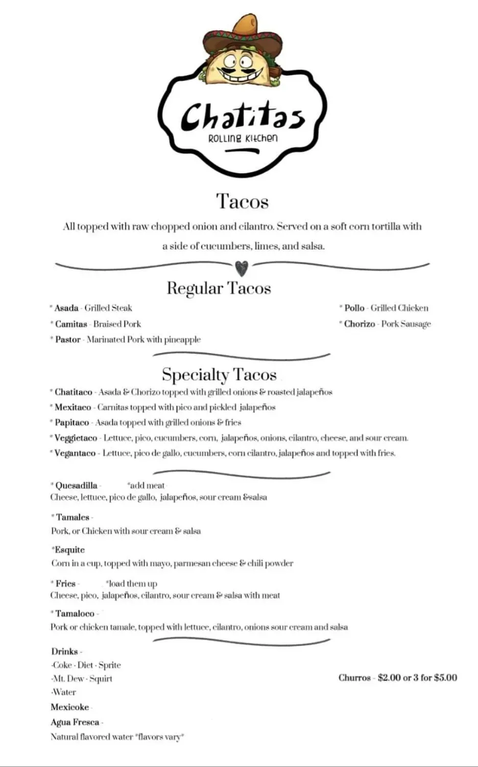 Chatitas Rolling Kitchen (Food truck) Menu - Updated November 2025