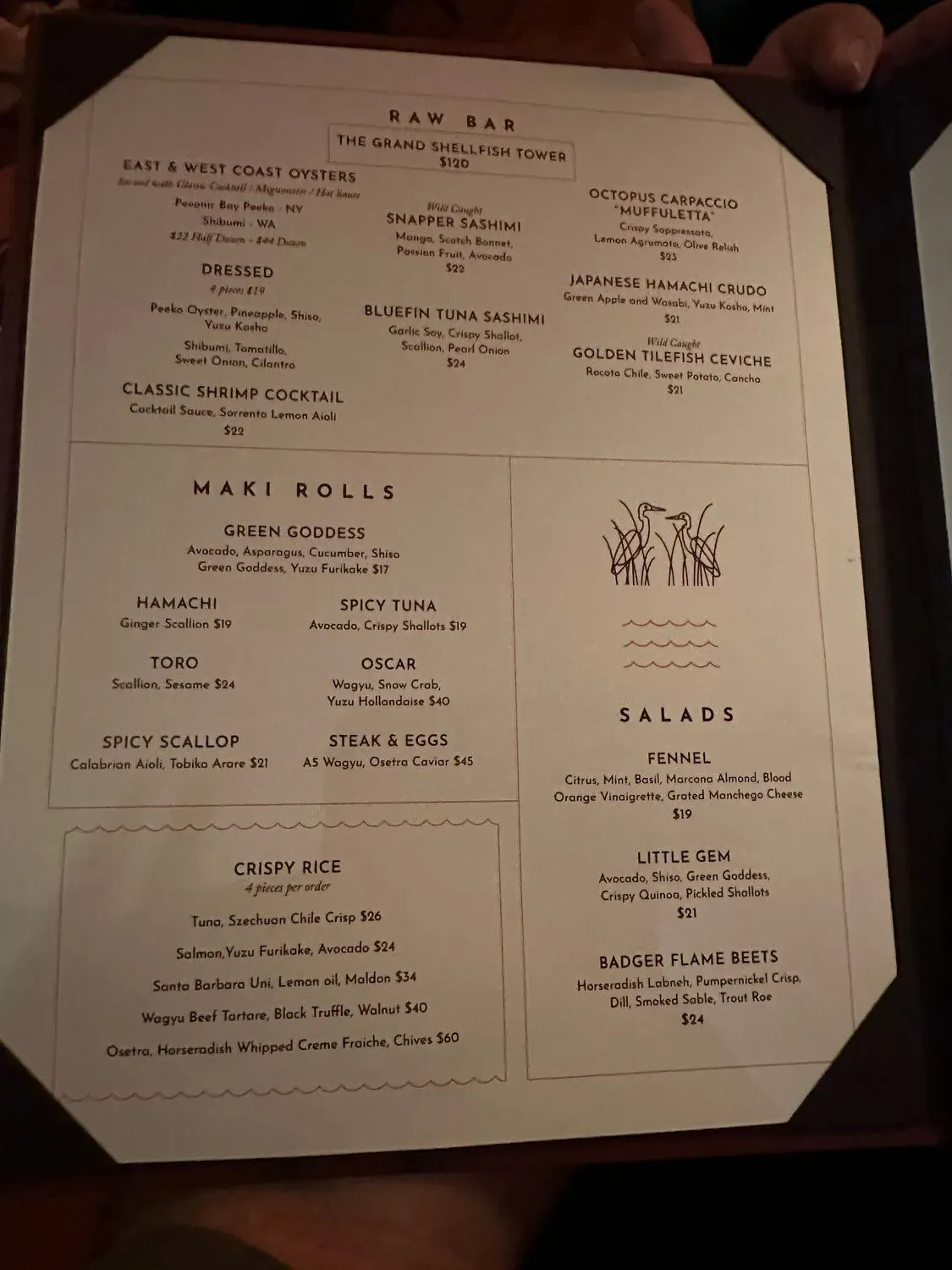 Flyfish Club Menu - Updated November 2025