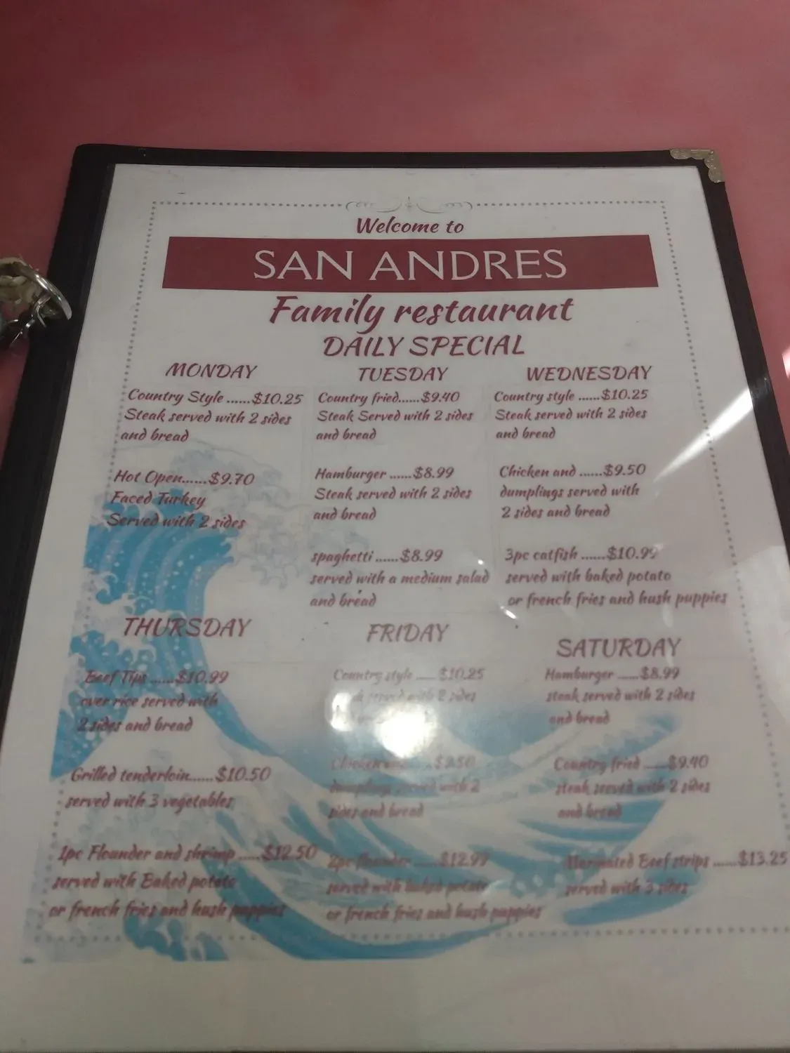San Andres Family Restaurant Menu - Updated November 2025