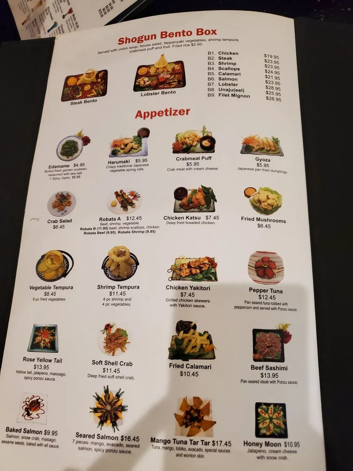 Shogun Japanese Grill & Sushi Bar Menu