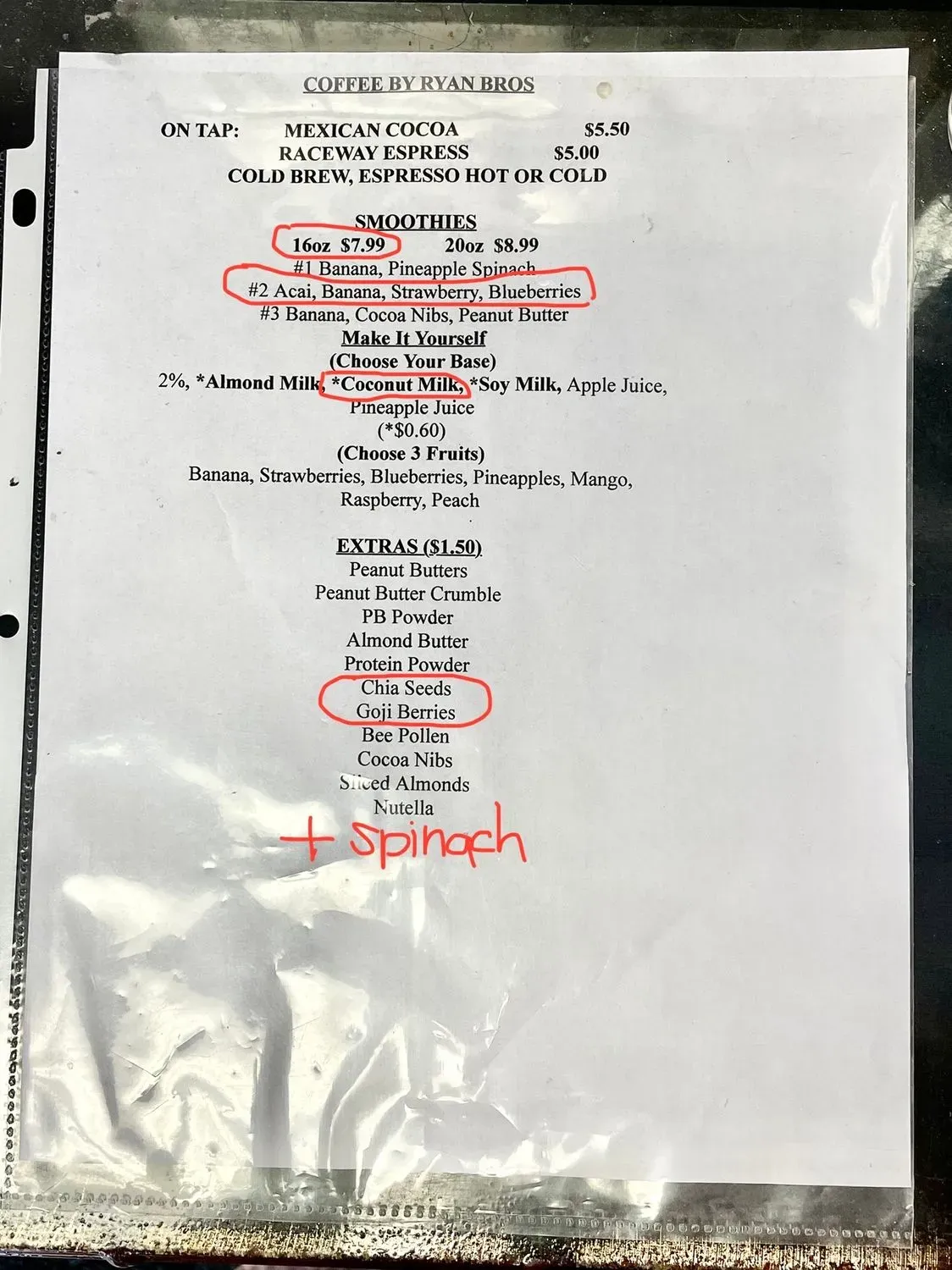 THE ACAI ADDICTION Menu