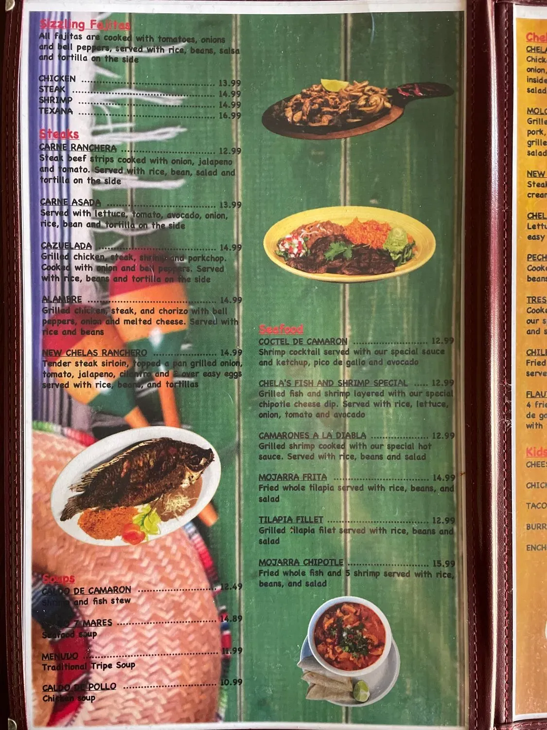 Chelas Mexican Restaurant Menu