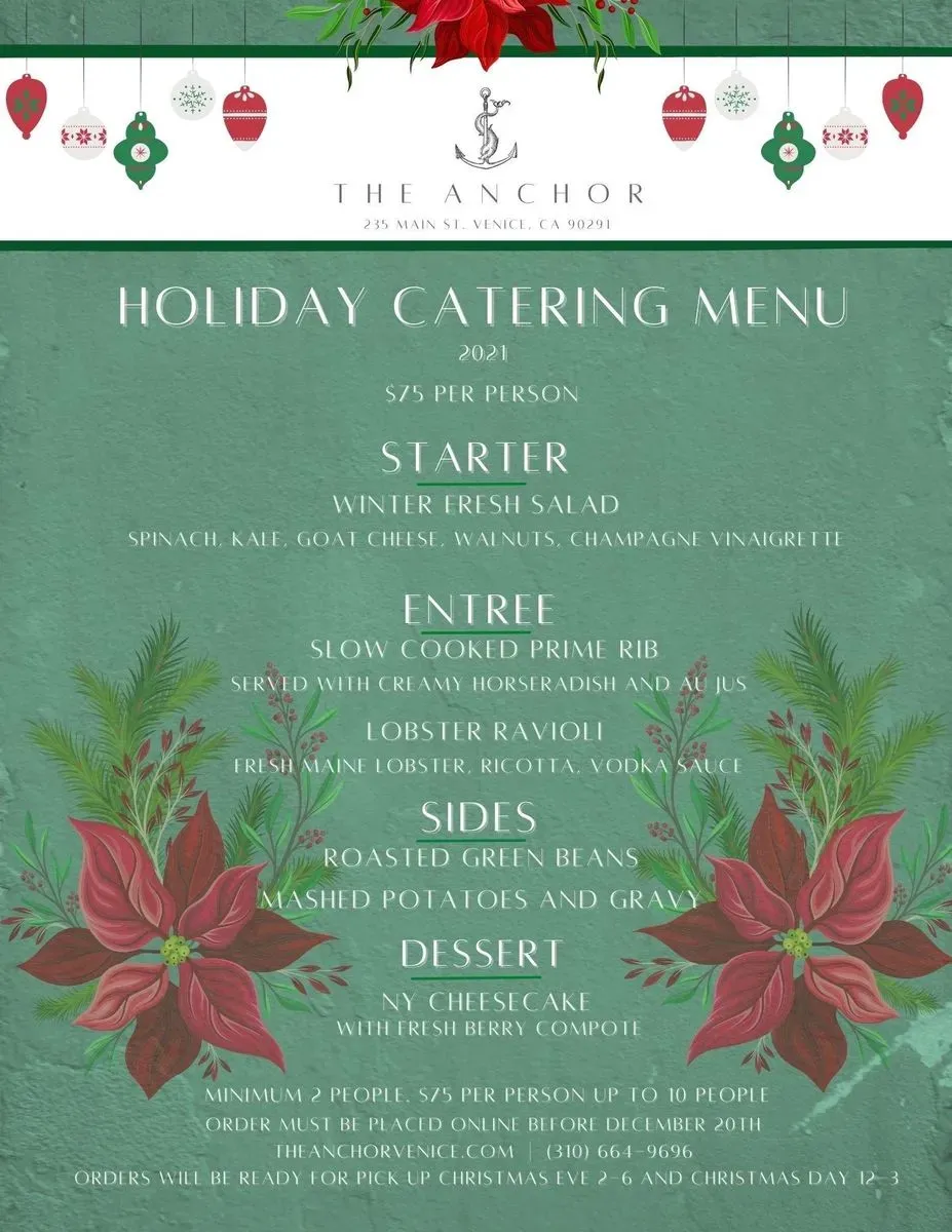 The Anchor Menu Venice, CA Checkle