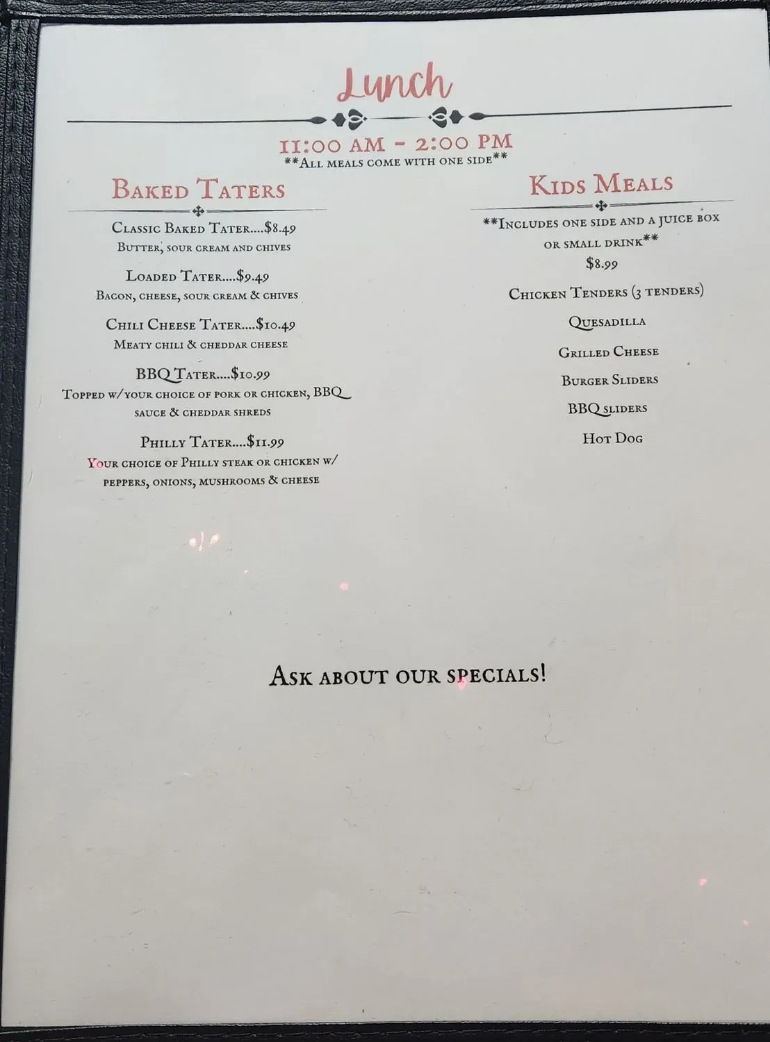 C&J International Cafe Menu - Updated November 2025