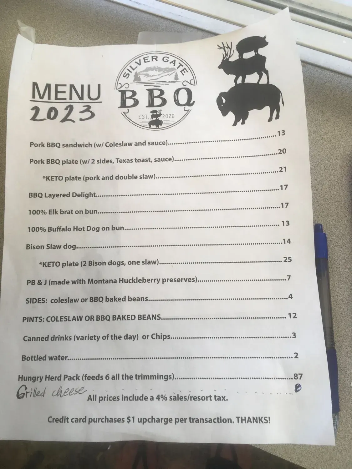 Silver Gate BBQ Menu - Updated November 2025