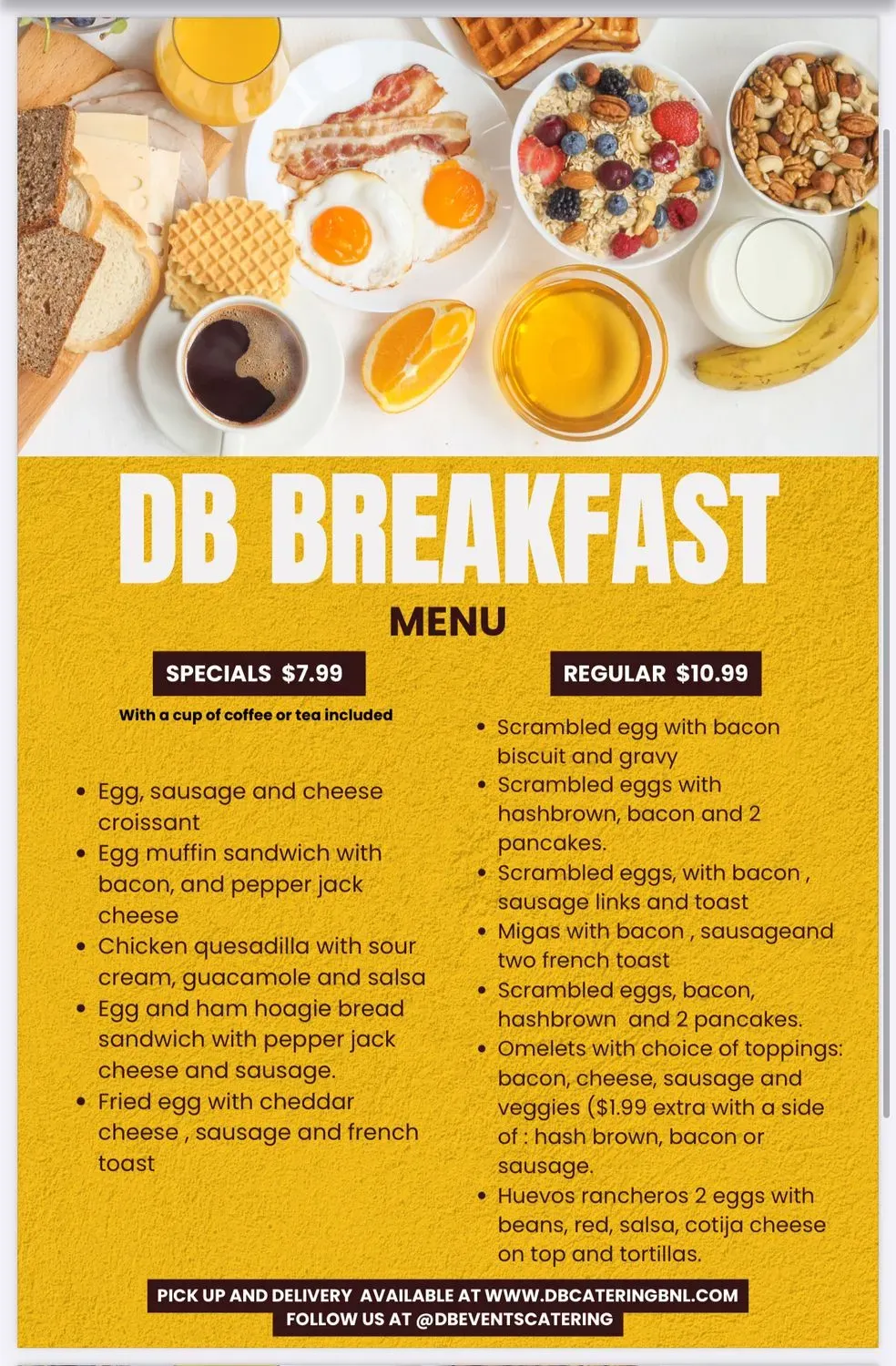 DB breakfast and lunch Menu - Updated August 2025