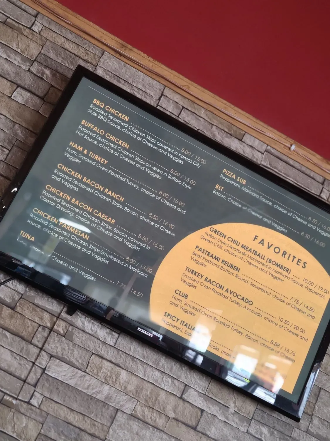 The Sub Shop Menu - Updated November 2025