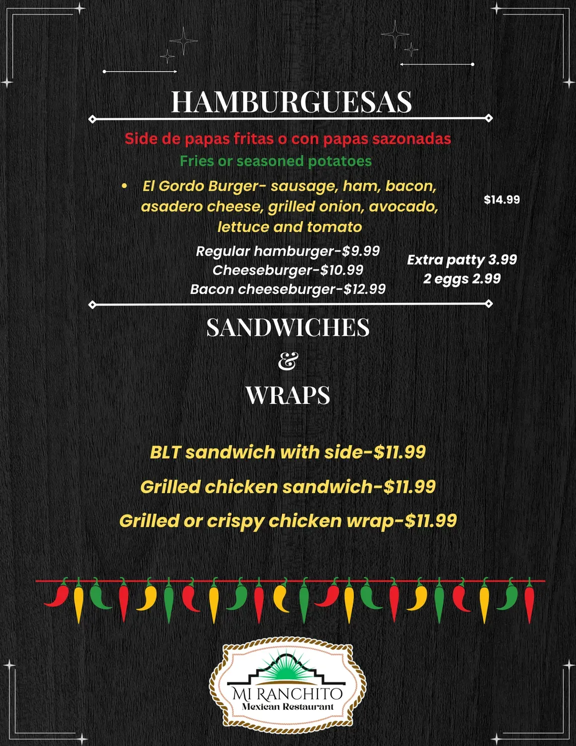 Mi Ranchito Menu - Updated November 2025