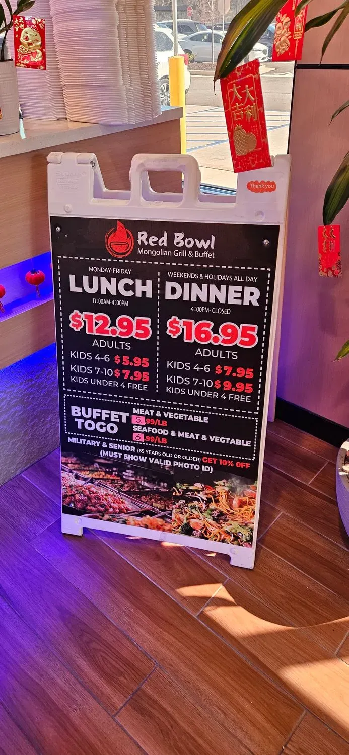 RED BOWL MONGOLIAN BUFFETT & GRILL Menu - Updated November 2025
