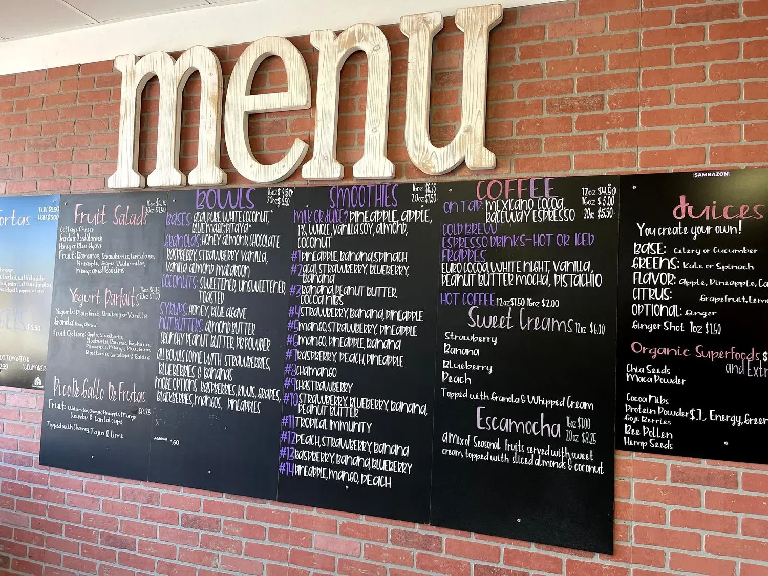 THE ACAI ADDICTION Menu