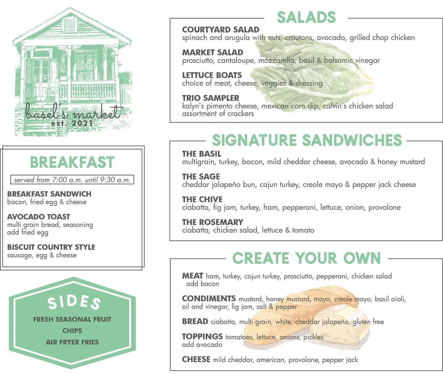 Basel's Market Menu - Updated November 2025