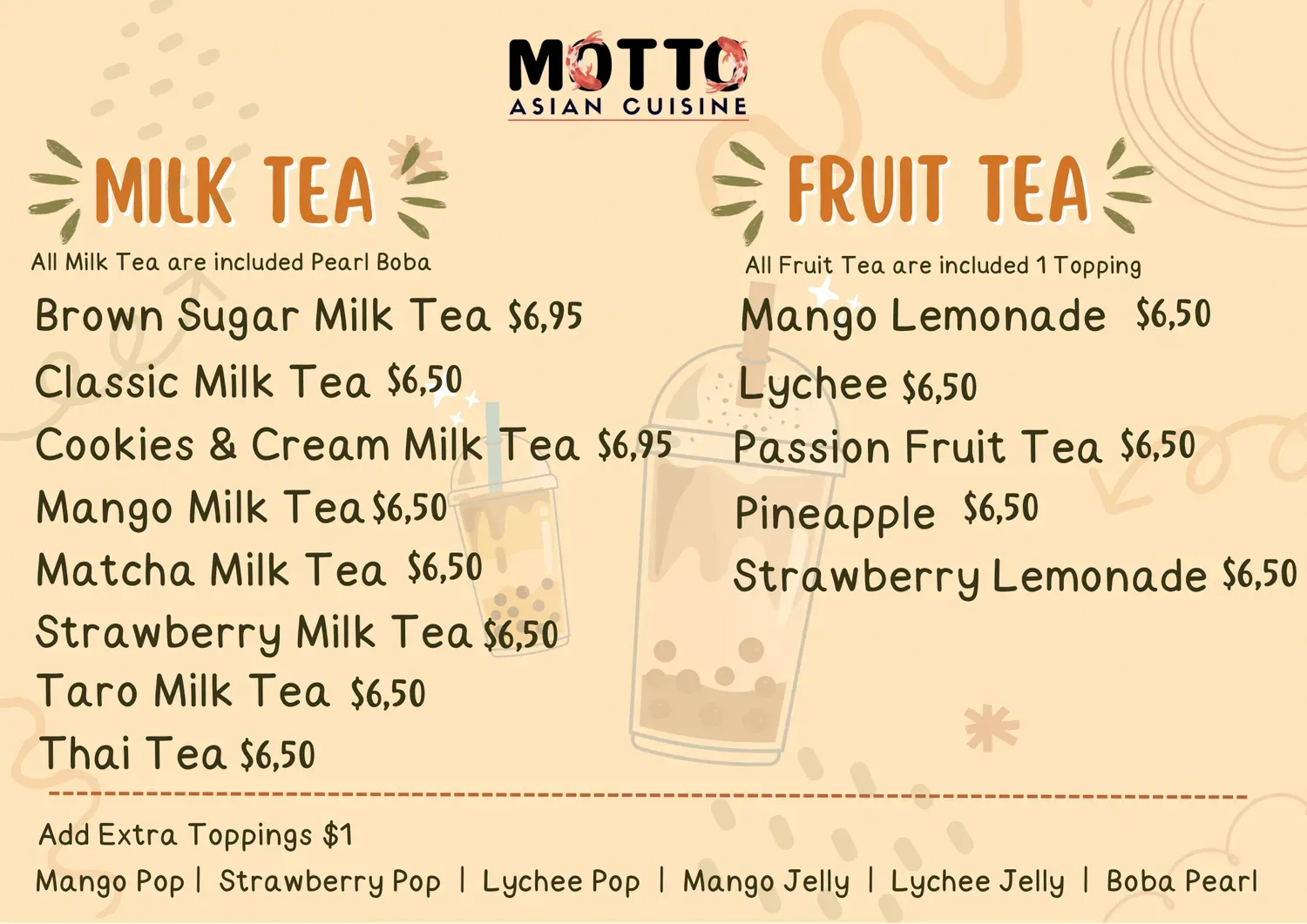 Motto Asian Cuisine Menu - Updated November 2025