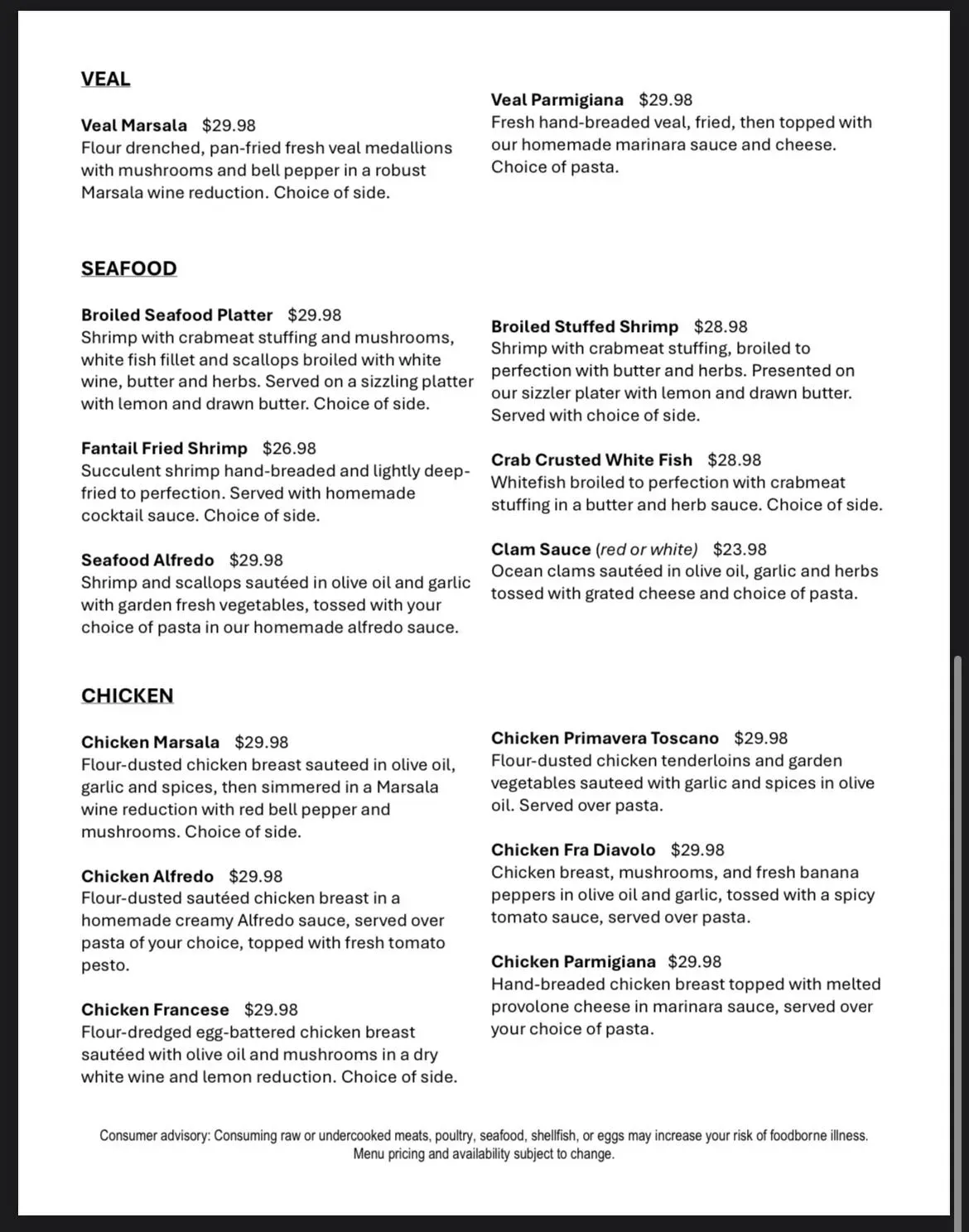 The Runway Ristorante & Lounge Menu - Updated November 2025