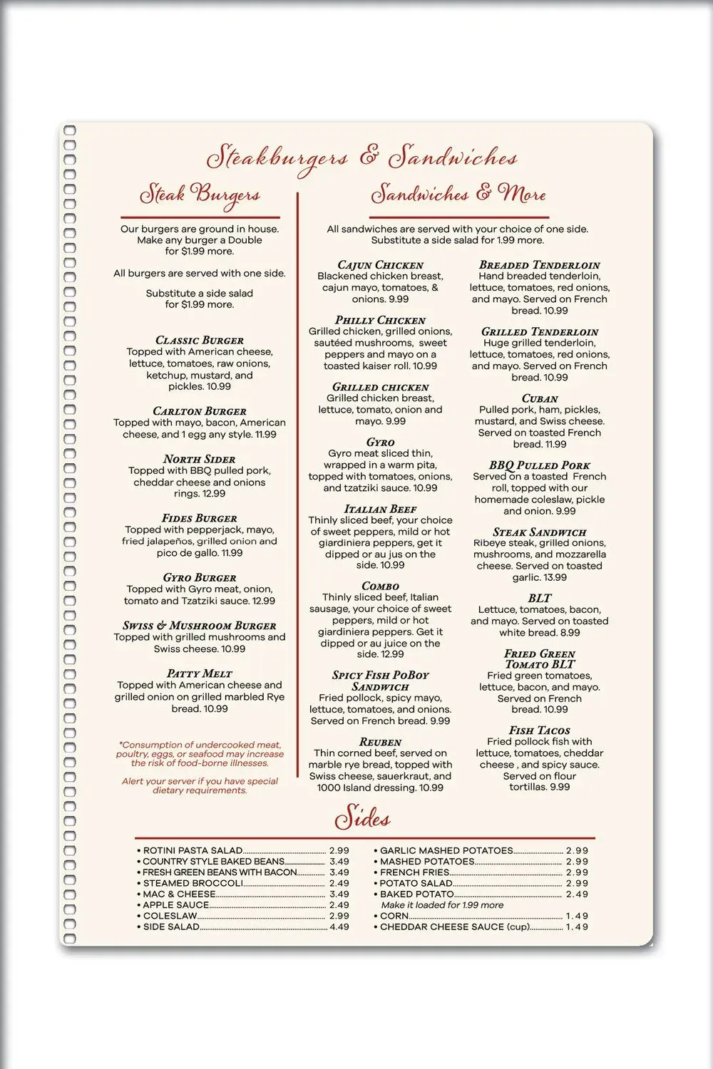 Nellie's North Menu - Updated October 2025