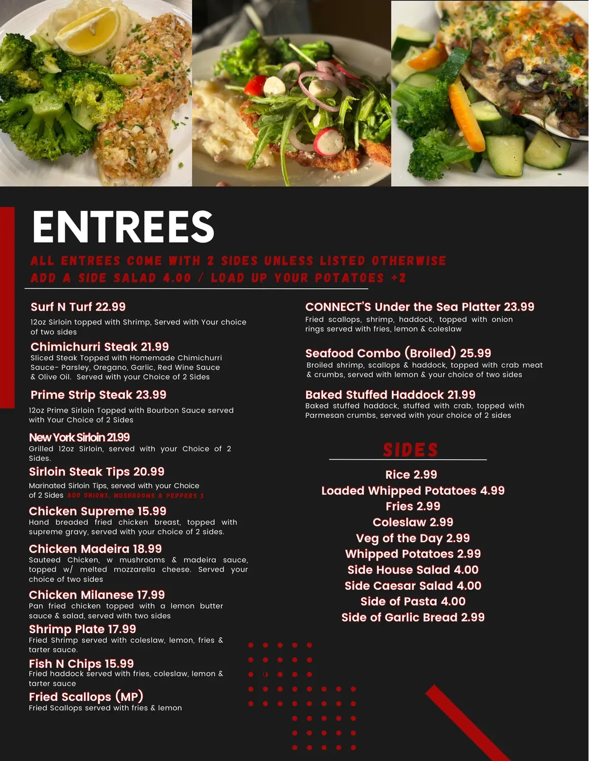 Connect Restaurant & Lounge North Brookfield Menu - Updated November 2025