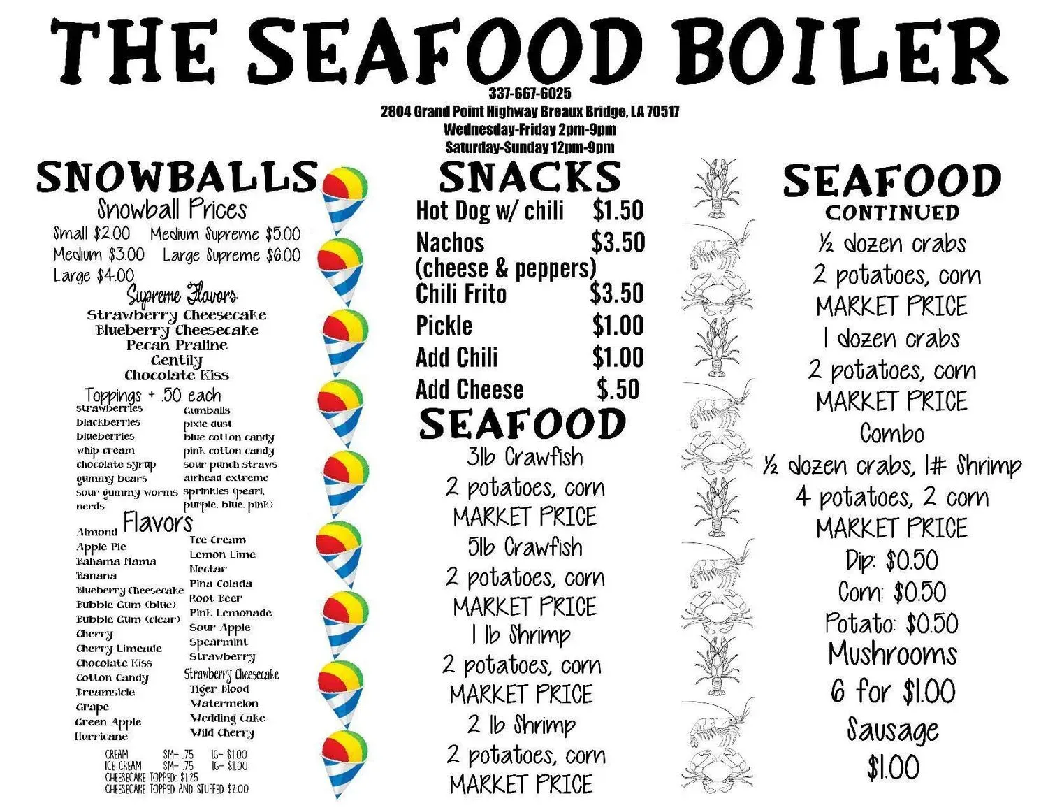 The Seafood Boiler Menu - Updated November 2025