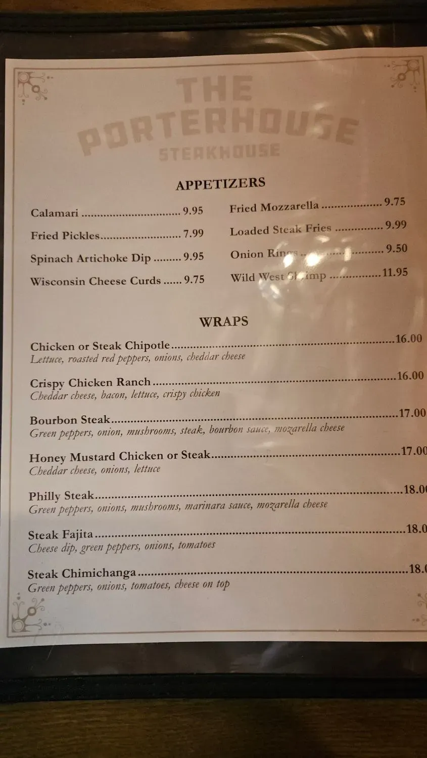 The Porterhouse Steakhouse Menu - Updated November 2025