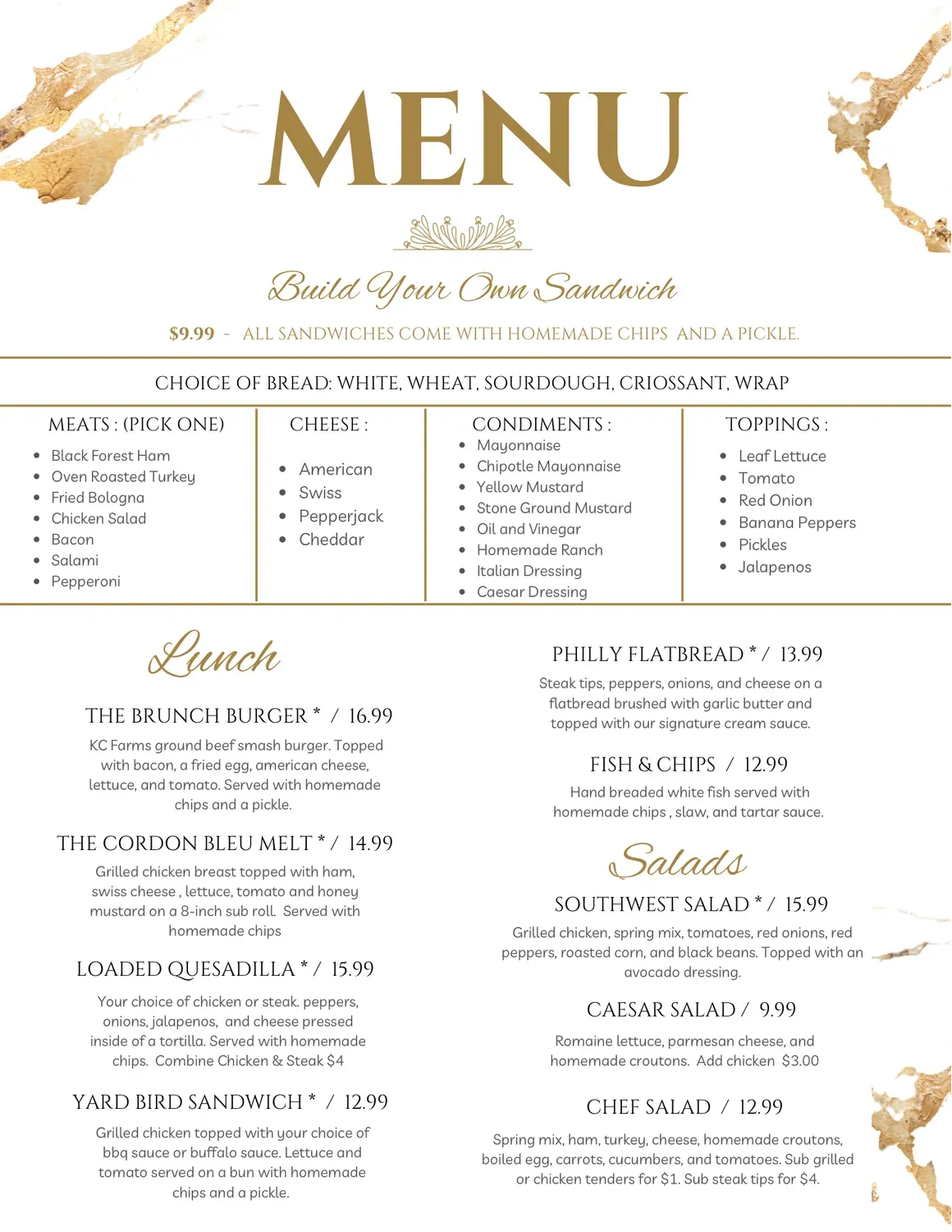 The Crooked Road & Co Menu - Updated November 2025