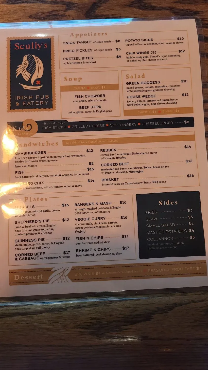 Scully's Irish Pub & Eatery Menu - Updated November 2025