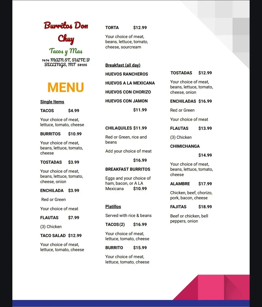 Menu 1