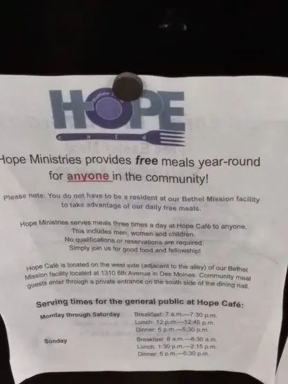 The Hope Cafe at Bethel Mission